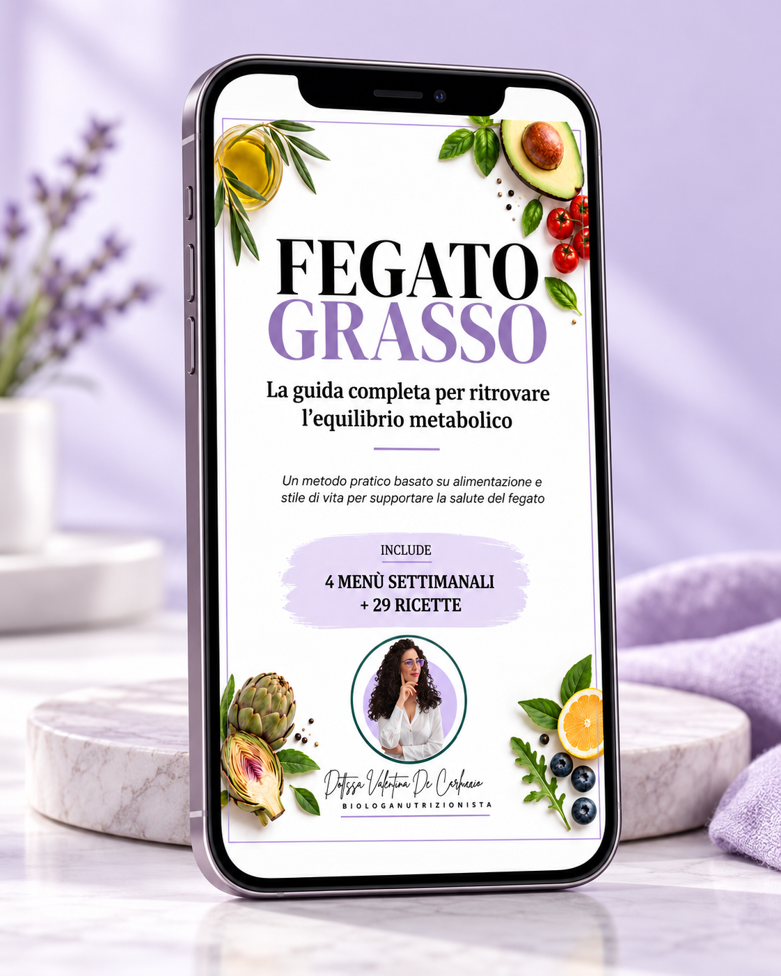Guida Fegato Grasso visualizzata sullo schermo di uno smartphone